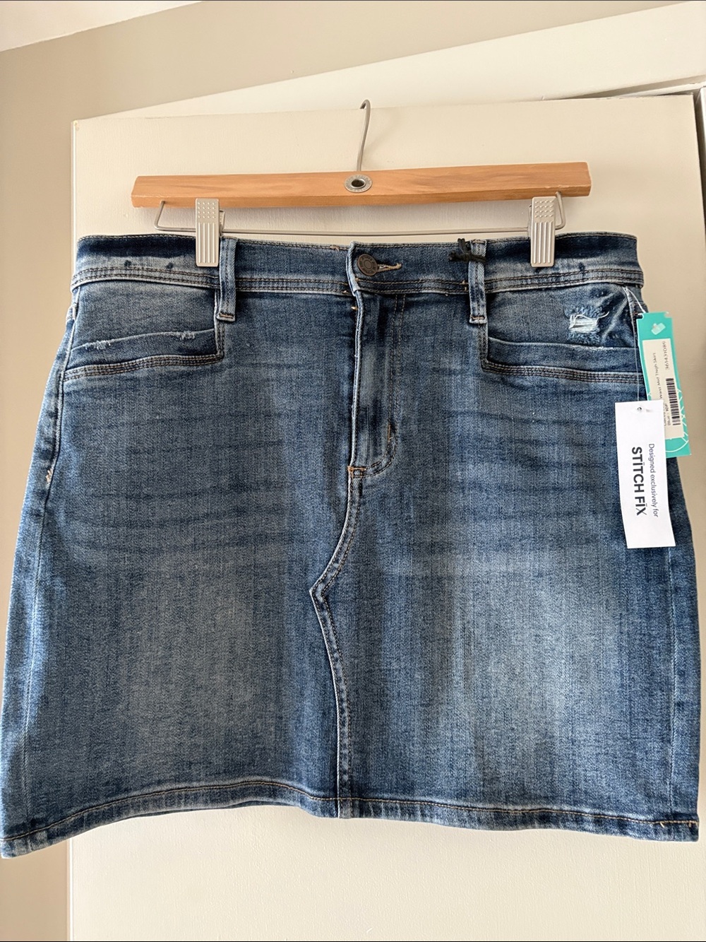 Studio Blue High-Rise Denim Skirt in Medium Blue